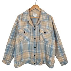 Boston Traders Blue and Tan Plaid Button Down Shirt